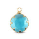 Crystal glass charm 13mm Aquamarine blue-gold